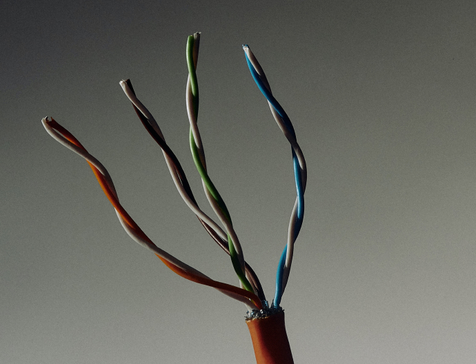 A Close-Up Of Four Wires
