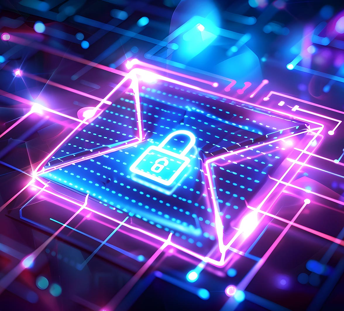 a glowing envelope with a lock on it