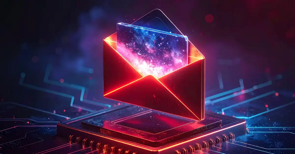 Open email envelope in a digital environment