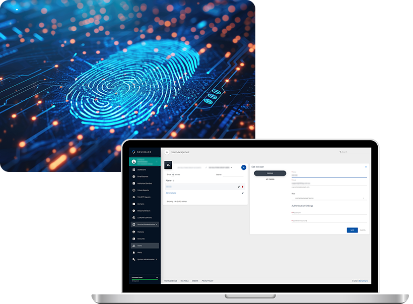 Sendmarc Customer Portal User Security Dashboard