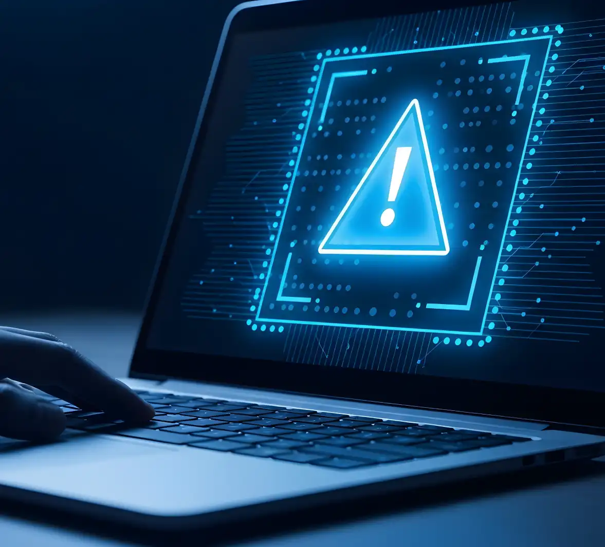 Laptop Displaying Warning Alert Symbol