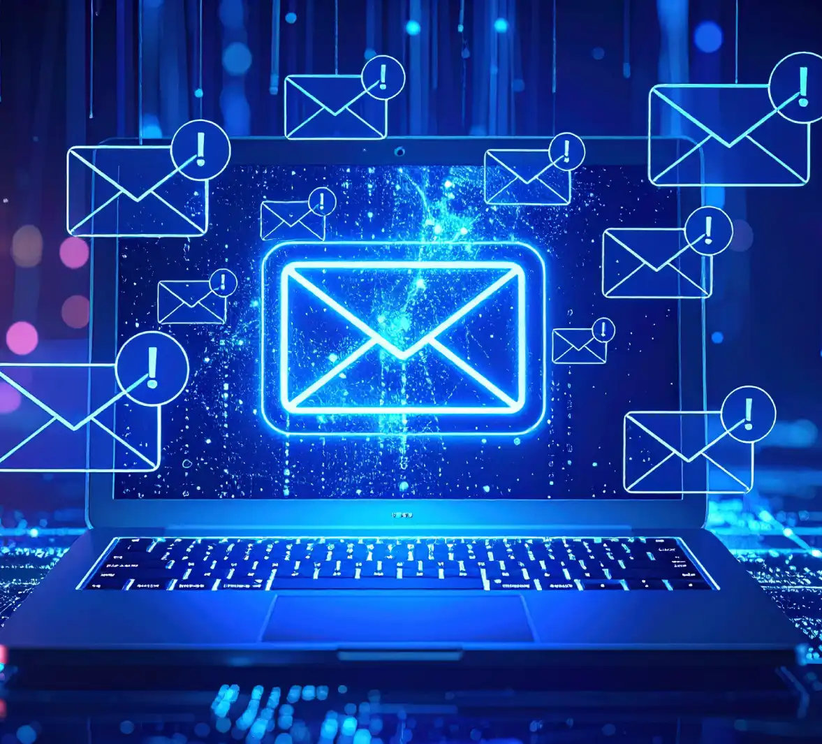 Email Envelopes Floating Around A Laptop N A Digital Environment