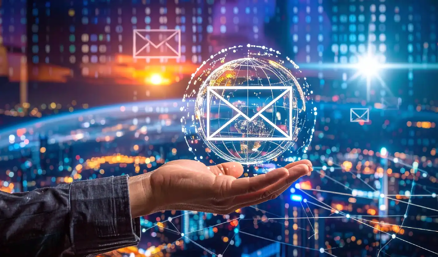 Email Envelope On A Hand In A Digital Environment