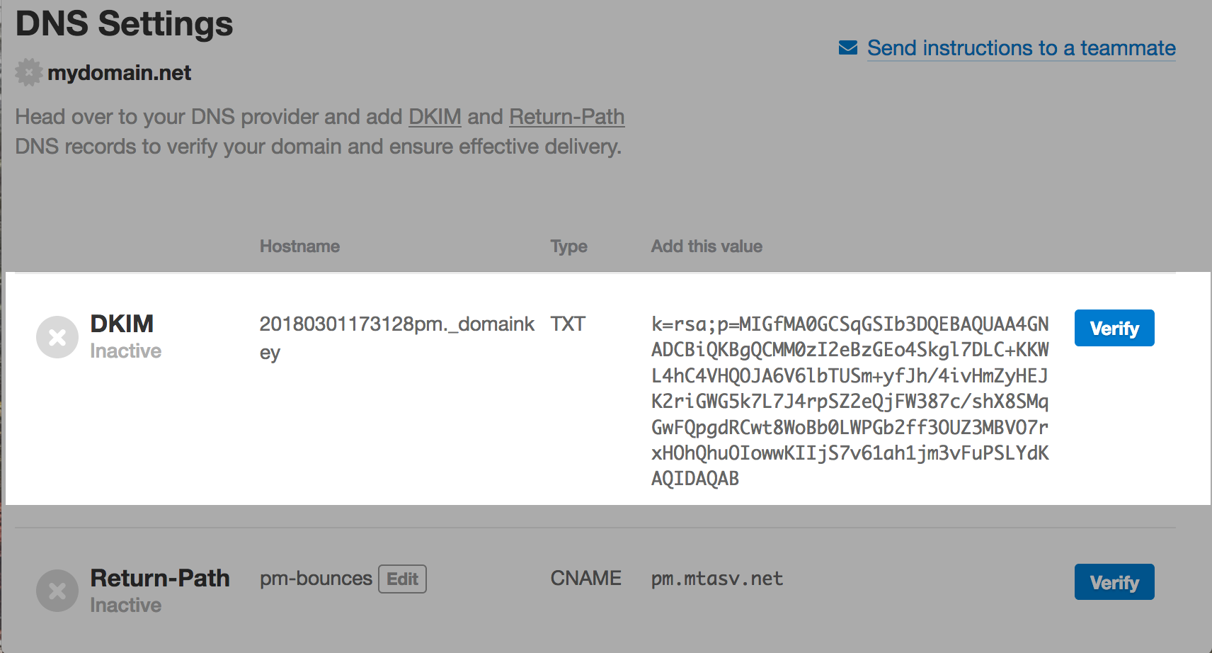 Postmak Dkim Screenshot 2