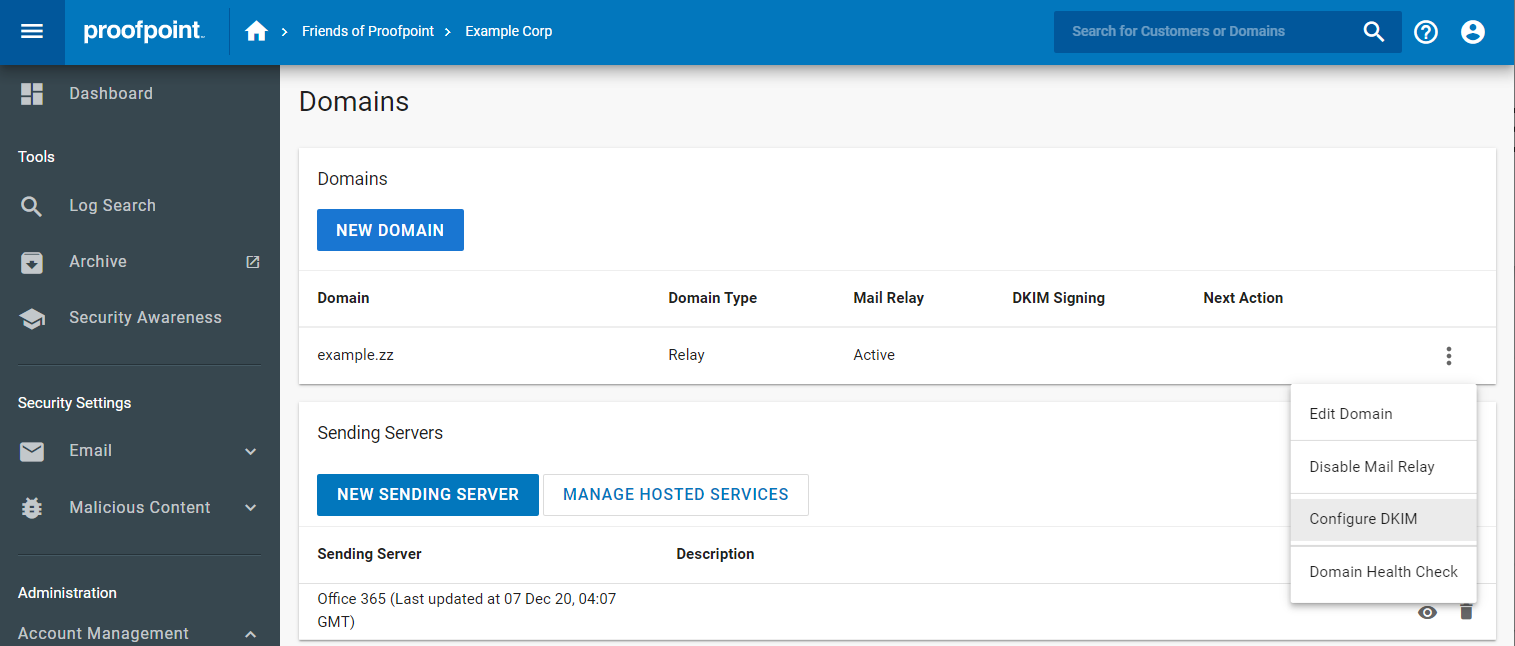 Proofpoint Dkim Screenshot 1